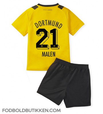 Borussia Dortmund Donyell Malen #21 Hjemmebanetrøje Børn 2022-23 Kortærmet (+ Korte bukser)